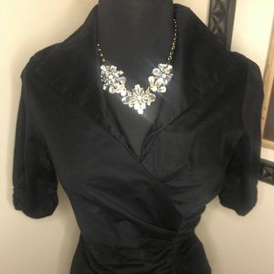 le chateau Black 3/4 Length Sleeve Blouse with Flattering Ruche Detailing